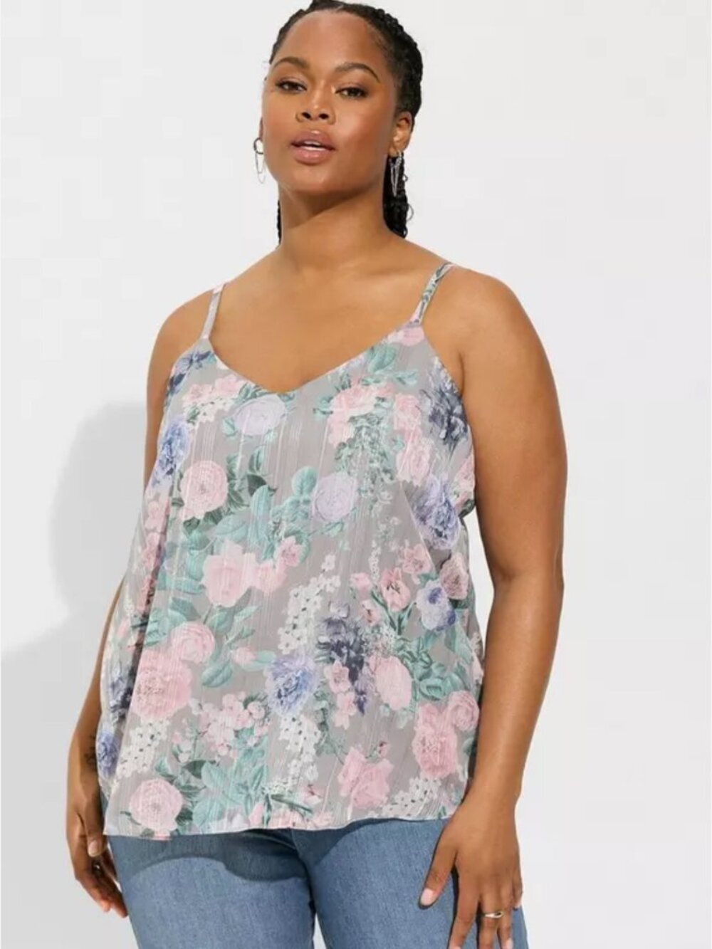Torrid Sophie grey floral swing tank oversized size 00/large Q45